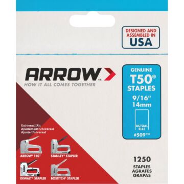 Arrow Fastener Arrow T50 Heavy-Duty Staple, 9/16 In. (1250-Pack)