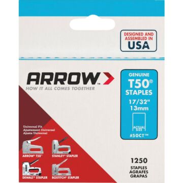Arrow Fastener Arrow T50 Heavy-Duty Staple, 17/32 In. (1250-Pack)