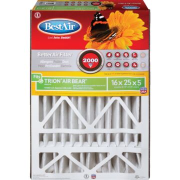 BestAir 16 In. x 25 In. x 5 In. Trion Air Bear MERV 11 Deep Pleat Furnace Filter