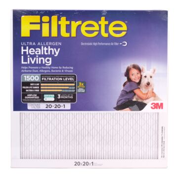 3M Filtrete™ Allergens, Bacteria & Viruses Air Filter 1500 MPR 2002-4-HR, 20 in x 20 in x 1 in (50.8 cm x 50.8 cm x 2.5 cm)