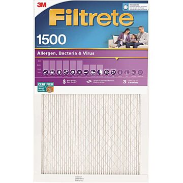 3M Filtrete™ Allergens, Bacteria & Viruses Air Filter 1500 MPR 2003-4-HR, 20 in x 25 in x 1 in (50.8 cm x 63.5 cm x 2.5 cm)