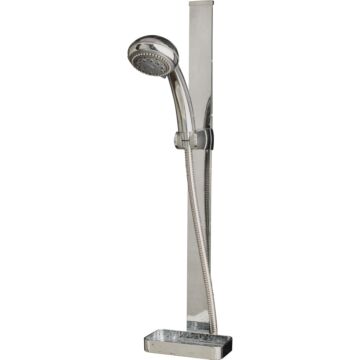 Whedon Products Whedon 24 In. Chrome Sliding Flat Rail Shower Bracket with Soap Dish
