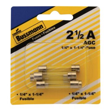 Bussmann 250 V 2.5 A 1/4 in Fast-Acting Fuse