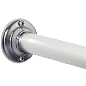Zenna Home Straight Adjustable Fixed Shower Rod with Flange (Chrome) 60 in.