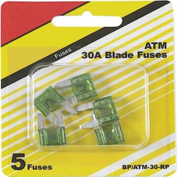 Bussmann 30 A Low Profile Green ATM Blade Fuse 5 pk