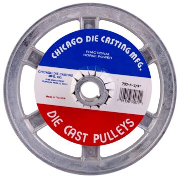 Chicago Die Casting 7" "A" V-Belt, 1 Groove, Zinc Die Cast Sheave, 3/4" Bore