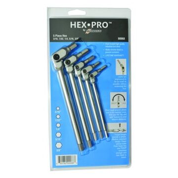 Bondhus Imperial 5 Pieces Tool Steel Pivot Head Hex Wrench Set