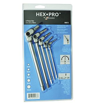 Bondhus Metric 5 Pieces Tool Steel Pivot Head Hex Wrench Set