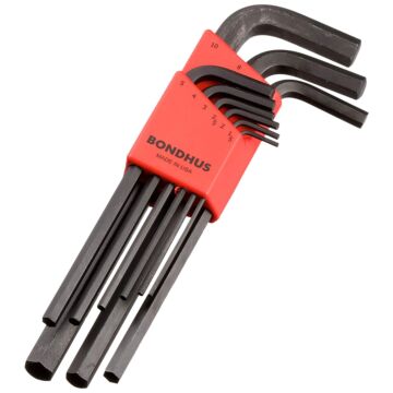 Bondhus 9 Pieces 1.5-10 mm Hex Long Length Hex End L-Wrench Set