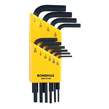 Bondhus SAE 10 Pieces 1/16 - 4 in Short Length Hex End L-Wrench Set