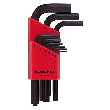 Bondhus Metric 9 Pieces 1.5-10 mm Short Length Hex End L-Wrench Set