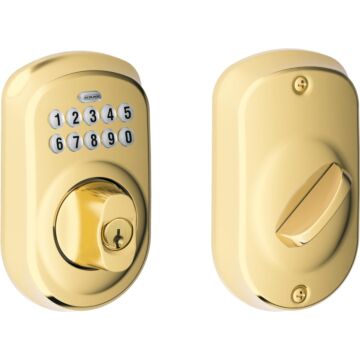 Schlage Keypad Bright Brass Electronic Deadbolt