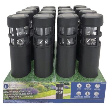 Boston Harbor Solar Bollard Pathway Light w/ AA Battery (Black)