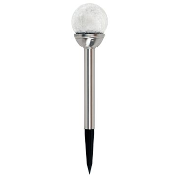 Boston Harbor Solar SS Stake Crackle Ball Light w/ AA Battery (Silver)