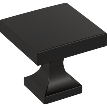 Amerock Pedestal Square Knob (Matte Black) 1-1/16 in.
