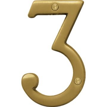 HY-KO Hy-Ko 4 In. Brushed Brass Number 3