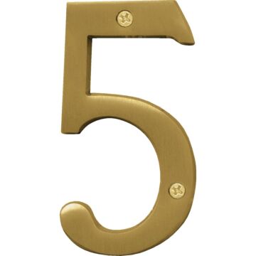 Hy-Ko 4 In. Brushed Brass Number 5