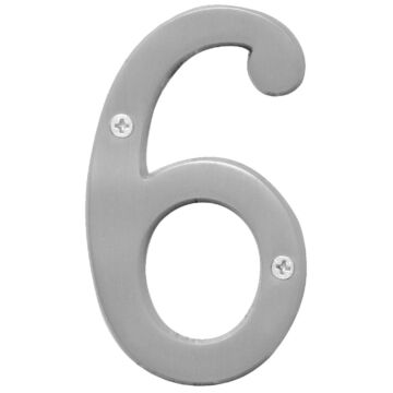 HY-KO Hy-Ko Prestige Series 4 In. Satin Nickel House Number Six