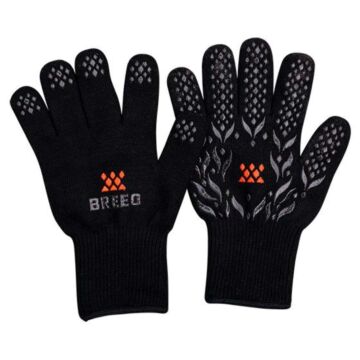 Breeo One Size Fits Most 50% Aramid 40% Cotton 10% Silicone BlackHeat Resistant Gloves