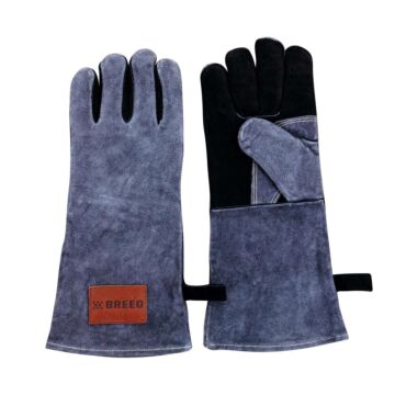 Breeo One Size Fits Most Leather Gray Heat Resistant Gloves