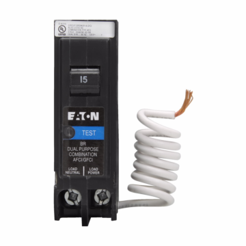 Eaton BR arc fault / ground fault circuit breaker, 15 A, 10 kAIC , Single-pole, UL only