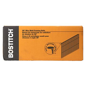 Bostitch 2,000-Qty 3-1/4" X .120" Screw Shank 28 Degree Wire Collated Full Round Head Stick Framing Nails