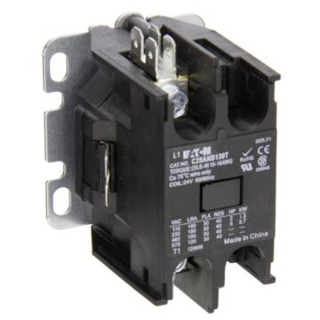 Eaton definite purpose contactor, Mounting plate, Quick, 30A, Pressure plate, quick connect, 277 Vac, 60 Hz, Open with metal mounting plate, Compact, single-pole, 30A, Contactor, Single-pole, 30A, Binding head screw, Non-reversing