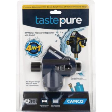 Camco Manufacturing Camco TastePURE 90 Degree Water Pressure Regulator with Shut-Off
