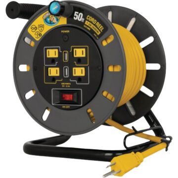 Camco Manufacturing Camco Power Grip 50 Ft. Extension Cord Reel with USB Charging Ports