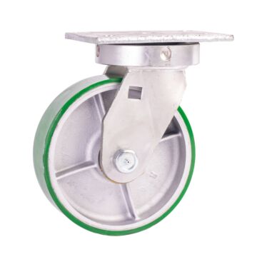 World Casters & Equipment Manufacturing 2500 lb 8 in Poly on Cast Iron Swivel Caster