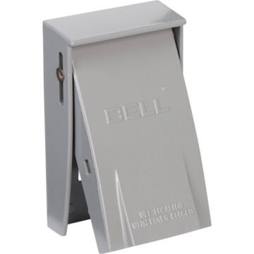 Bell GFCI Cover Vert Lid 1G Gray W/P