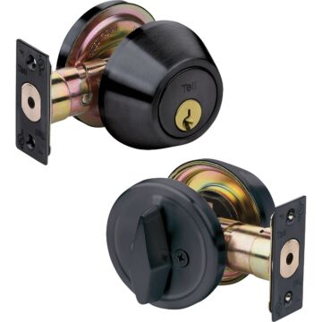 Tell Commercial Single Cylinder Deadbolt (Matte Black)