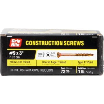 Grip-Rite Const Screw #9 x 3" T25 1lb