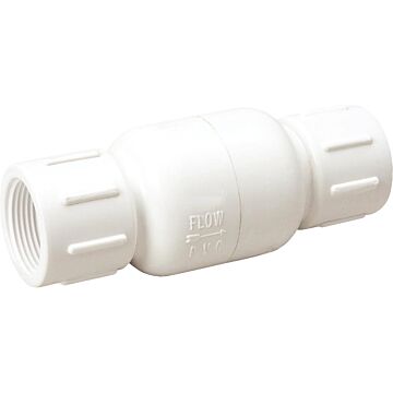 Jones Stephens 1/2" Inline PVC Check Valve, Threaded Ends