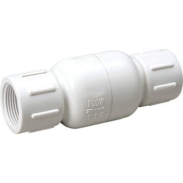 Jones Stephens 3/4" Inline PVC Check Valve, Threaded Ends