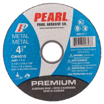Pearl Abrasives 4-1/2 x 1/16 x 7/8 Premium AO Small Diameter Cut-Off Wheels, A46T