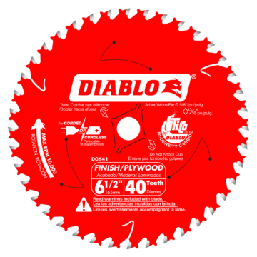 Diablo Tools 6-1/2 in. x 40 Tooth Finish Trim Saw Blade