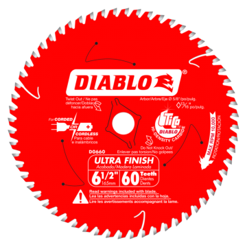 Diablo Tools 6-1/2 in. x 60 Tooth Ultra Finish Saw Blade
