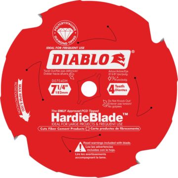 Diablo HardieBlade 7-1/4 In. 4-Tooth PCD (Polycrystalline Diamond) Fiber Cement Circular Saw Blade