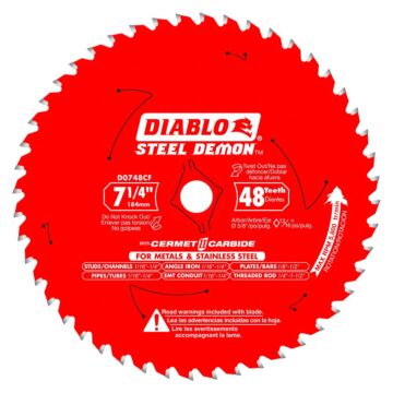Diablo Tools 7-1/4 in. x 48 Tooth Steel Demon Cermet II Saw Blade for Metals and Stainless Steel
