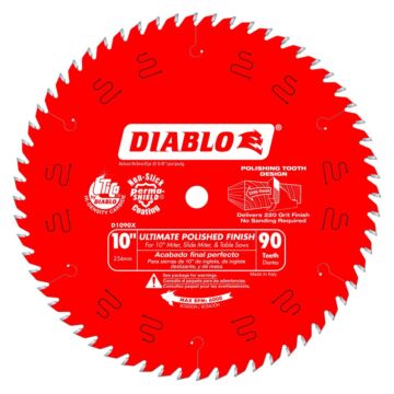 Diablo Tools 10 in. x 90 Tooth Ultimate Polished Finish Saw Blade