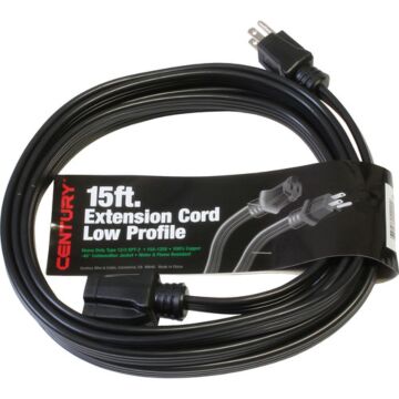 Century Wire & Cable Ext Cord 12/3 15ft Flat Black