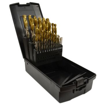 Drillco 29PC TiN Tipped Drill Set 1/16-1/2 BY 64ths