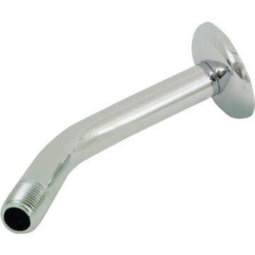 Boston Harbor Shower Arm with Flange, 1/2-14 NPT in Connection, Threaded, 7 in L, Plastic