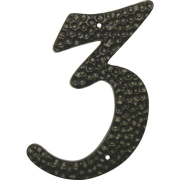 HY-KO Hy-Ko 3-1/2 In. Black Hammered House Number Three