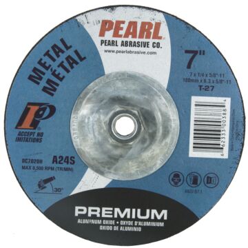 Pearl Abrasives 7 x 1/4 x 5/8-11 Premium AO Depressed Center Wheels, A24S, 10/Box