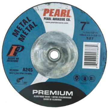 Pearl Abrasives Premium Aluminum Oxide Depressed Center Grinding Wheel 7 x 1/4 x 5/8-11 A24S T-27 DC7020H
