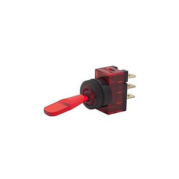 DC SPST ON-OFF Red Illuminated Toggle Switch, DC Rated Only