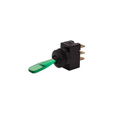 DC SPST ON-OFF Green Illuminated Toggle Switch, DC Rated Only
