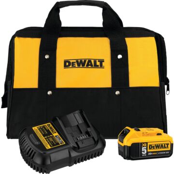 DEWALT 20V MAX* 5.0 Ah Battery and Charger Kit w/ Bag
